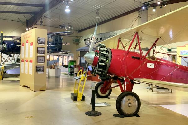 Collection of historic aircraft and exhibits at the Alaska Aviation Museum.