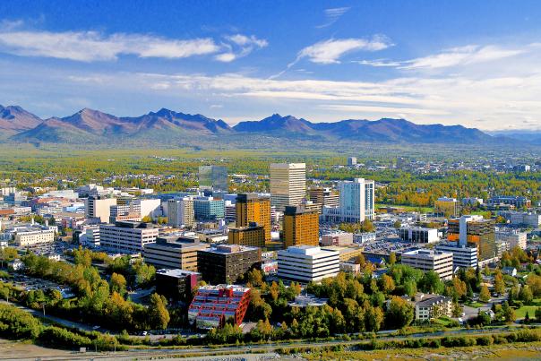 Anchorage Cityscape aerial view