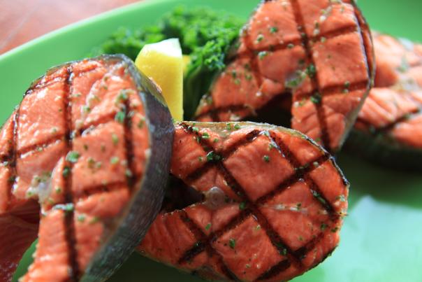 Salmon steaks at Bridge Seafood restaurant