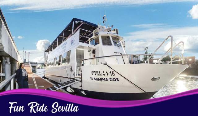 Sevilla: Paseo en barco por el Guadalquivir 90 min. con aperitivo y bebida.