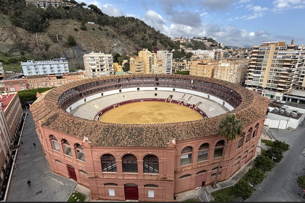 aerial view of the bull ring of Malaga 'La Malagueta'