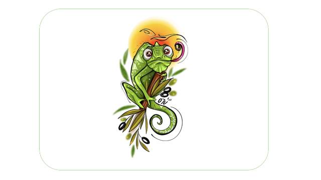 Camaleoncito entre olivos