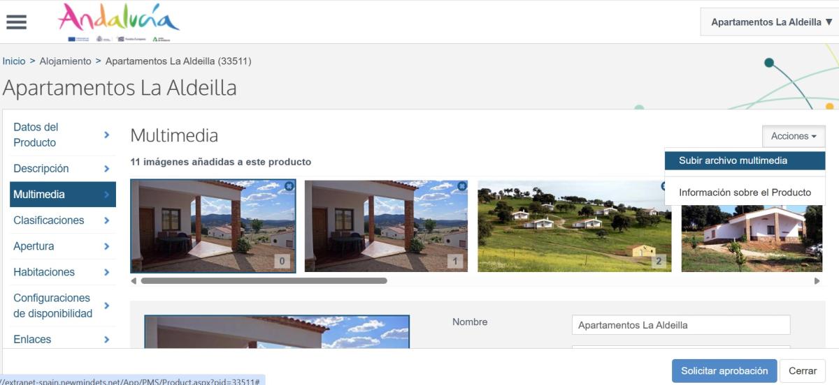 Cargar imágenes de un producto