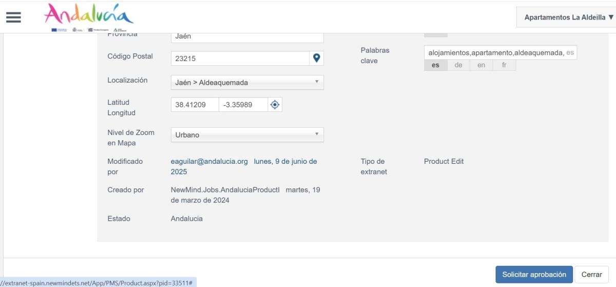 Solicitar aprobación de un producto