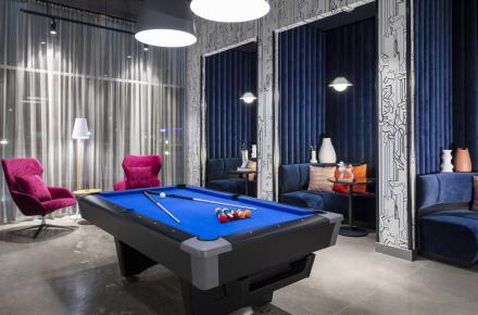 Aloft Arlington South Lobby Pool Table and Lounge Area