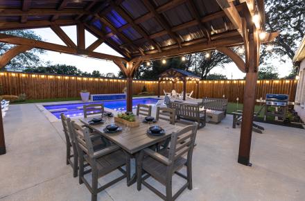 Resort Style Back Yard with Pool and Spa