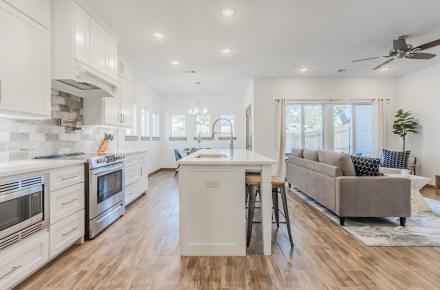 Emberglow Homes Vacation Rental Living Room and Kitchen