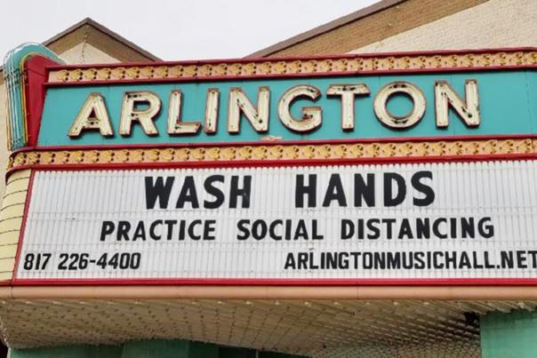 Arlington Music Hall wash hands sign