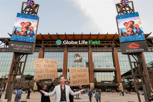 Glen Powell at Globe Life Field