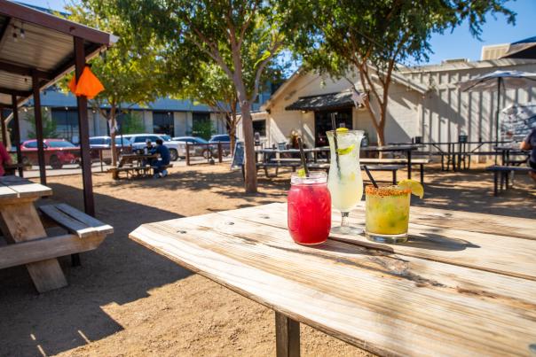 Hayters Hurtado drinks on patio