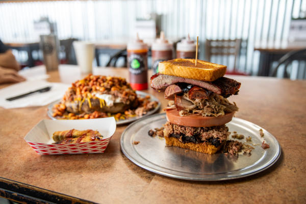 Jambo's BBQ Jambo Texan stacked sandwich