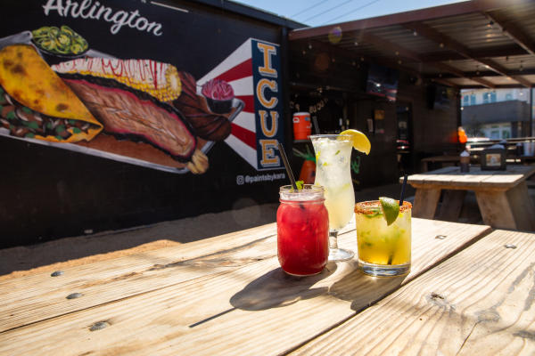 Hurtado and Hayters drinks on patio