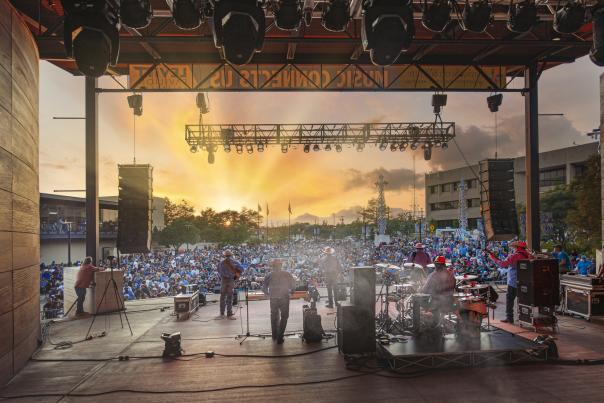 Levitt Pavilion stageview at dusk