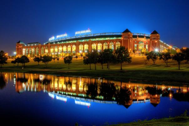 Globe Life Park at night