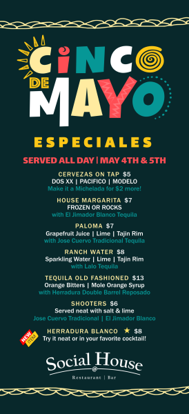 Social House Cinco de Mayo menu 2025