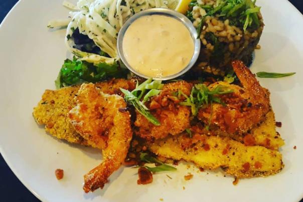 Corner Grille pan-seared bacon redfish and shrimp