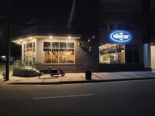 brass tap exterior night