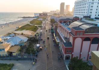 View Of Atlantic City's Boardwalk From The Air