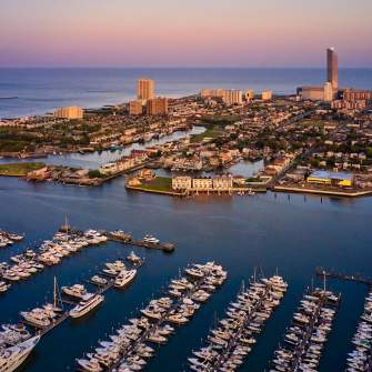 View of Frank S. Farley Marina and Absecon Inlet looking east.