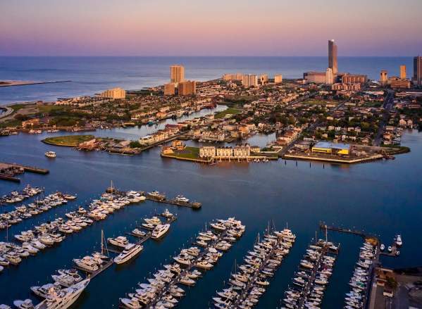 View of Frank S. Farley Marina and Absecon Inlet looking east.