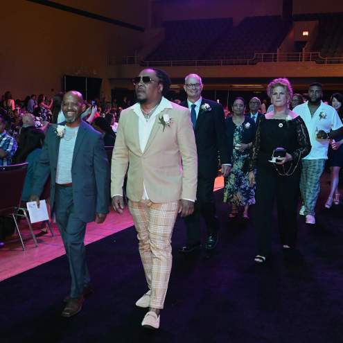 Nominees of the Atlantic City Host Awards walk down the center of the Adrian Philips Ballroom during the ceremony at Jim Whelan Boardwalk Hall, May 7, 2025.