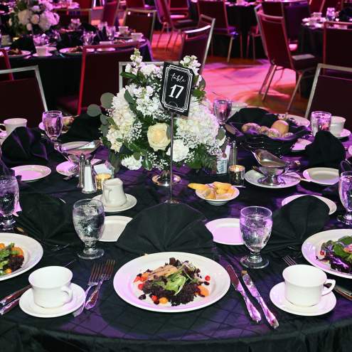 Table setting with 1st course mixed salad at the 2025 Atlantic City Host Awards May 7, 2025.
