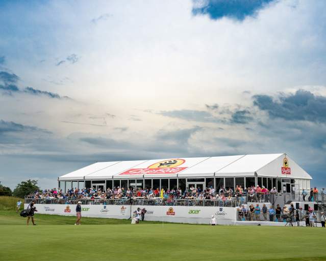 LPGA golf professional play in front of a tented crowd at the ShopRite LPGA held at Seaview Golf Club in Galloway, NJ.