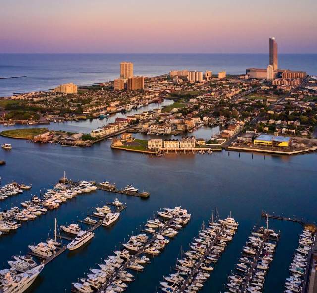 View of Frank S. Farley Marina and Absecon Inlet looking east.