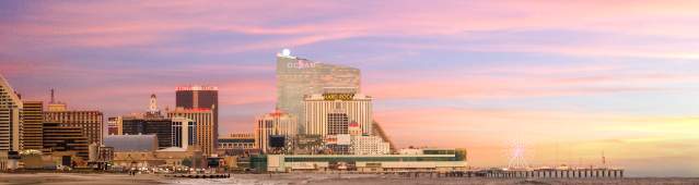 View of shoreline and city