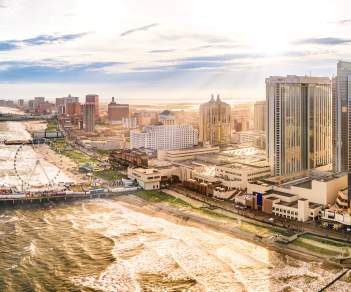 Aerial of Boardwalk and City