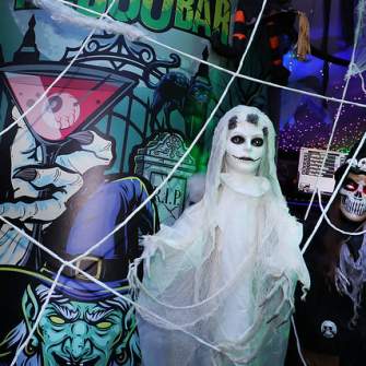 Boo Bar pop-up experience decor at Resorts Casino Hotel's Bar One. Spiderwebs, ghouls and eerie cocktails.