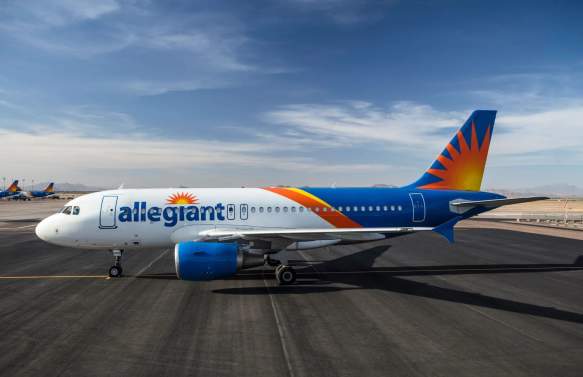 Allegiant air plane on runway.