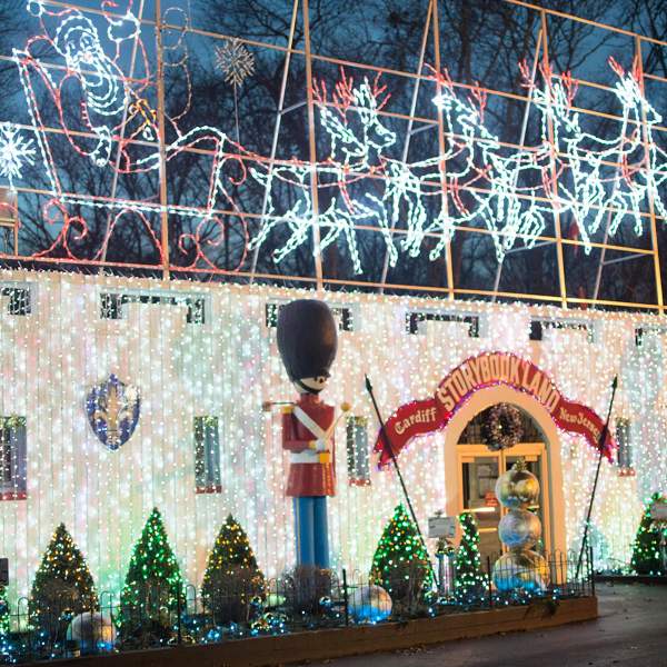 Storybook Land Christmas Castle entrance to Storybook Land during the Holidays.