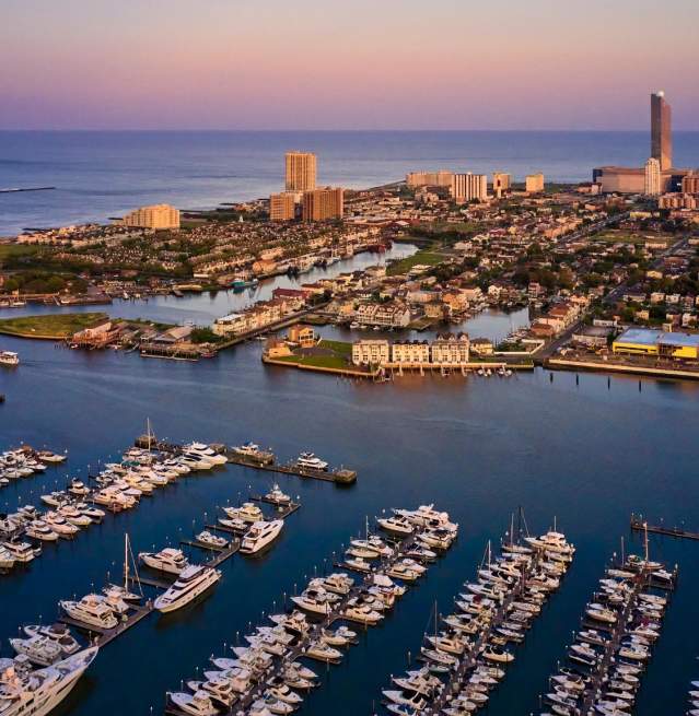 View of Frank S. Farley Marina and Absecon Inlet looking east.