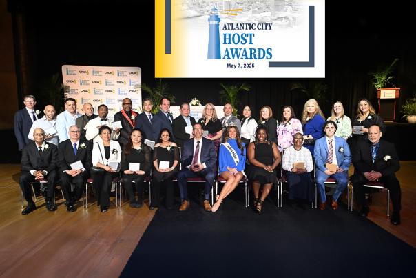 Atlantic City Host Awards May 7, 2025 at the Adrian Phillips Ballroom inside Historic Jim Whelan Boardwalk Hall. Front (l to r): Brian Worthy, Caesars Atlantic City, Best Bartender; John Fineran, Golden Nugget, Best Facilities Operations; Andrea Defernandez, Harrah’s Atlantic City, Best Room Attendant/Housekeeper; Linda Lam, Harrah’s Atlantic City, Best Casino Host; Nehal Patel, Hard Rock Atlantic City, Best Public Area Personnel; Eric Scheffler, CRDA Executive Director; Elizabeth Mendel, Miss New Jersey; Maisha Moore, CRDA Deputy Executive Director; Tina Thornton, Harrah’s Atlantic City, Best Retail Sales Associate; Andrew Acosta, Ocean Casino Resort, Best Server Fine Dining Restaurant; Angel Lopez, Golden Nugget, Best Room Service Personnel.
Back (l to r): Daniel Phillips, Tropicana Atlantic City, Best Slot Personnel; Rubin Rios, Caesars Atlantic City, Best Food & Beverage Support; Juan Disla, Resorts Casino Hotel, Best Server Casual Dining Restaurant; Santos Martinez, Borgata Hotel Casino & Spa, Best Casino Support Personnel; George Wubshet, Borgata Hotel Casino & Spa, Best Security Personnel; David Glass, Claridge Hotel, Best Heart of the House Personnel; Yin Chiu, Hard Rock Atlantic City, Best Casino Table Games Personnel (Ray Kot Award); Albert Cooper, Tropicana Atlantic City, Best Valet; Kenny La, Golden Nugget, Best Door/Bell Person; Tracy Flanagan, Harrah’s Atlantic City, Best Visitor Information/Concierge/Service Personnel (Thomas Henning Award); Timothy Antolini, Tropicana Atlantic City, Best Entertainment Support; Samantha Hernandez, Harrah’s Atlantic City, Best Sports Book/I-Gaming Personnel; Melissa Rivera, Caesars Atlantic City, Best Spa Personnel; Dawn McCoy, Resorts Casino Hotel, Best Server Banquet Catering; Kelly Ramirez, Resorts Casino Hotel, Best Reservationist; Kelsey Higgins, Marriott’s Fairway Villas, Best Host/Hostess; Tina Manysab, Harrah’s Atlantic City, Best Cocktail Server.