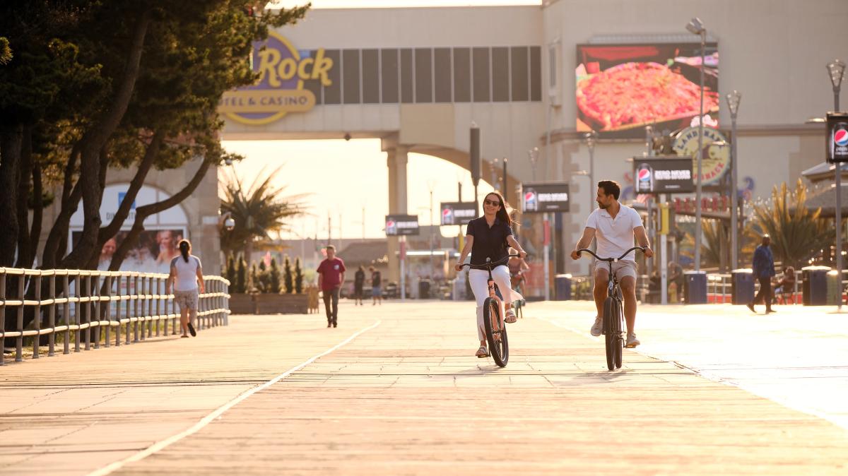 Biking on Boardwalk with talent