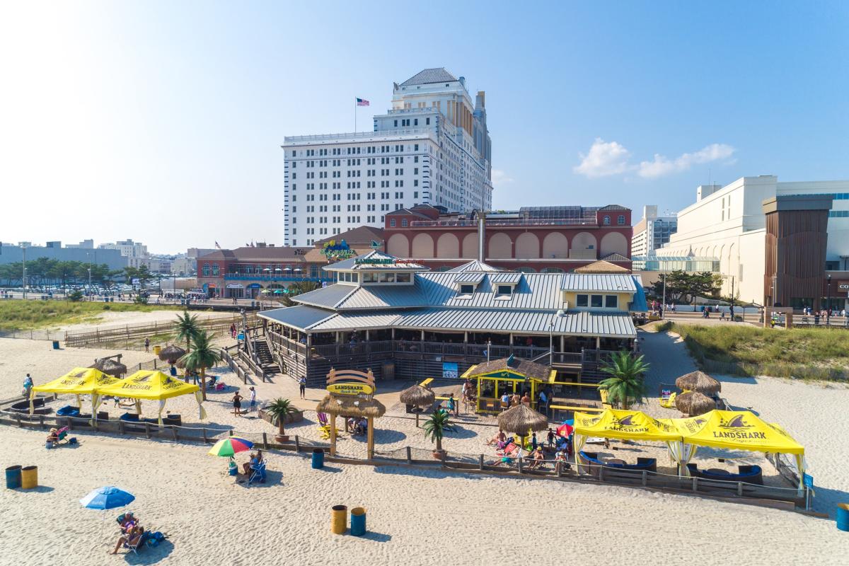 Resorts Casino Resort exterior from beach