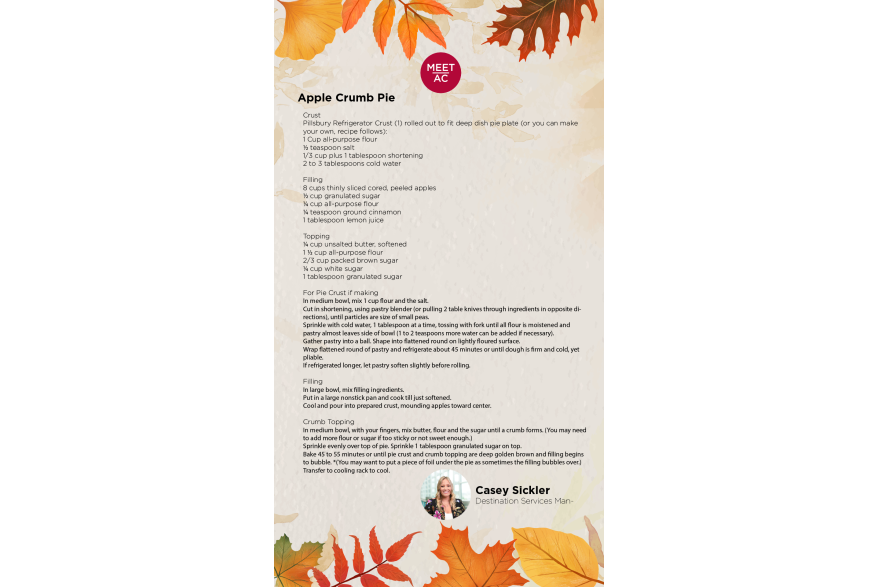 Created by Destination Services Manager, Casey Sickler