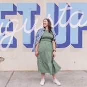 Get Up Augusta Mural with Woman in Downtown