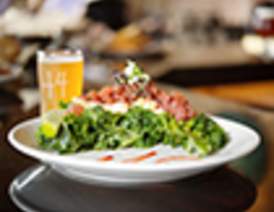 Plate of food and a drink.