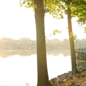 Man Jogging Along The Augusta Riverwalk
