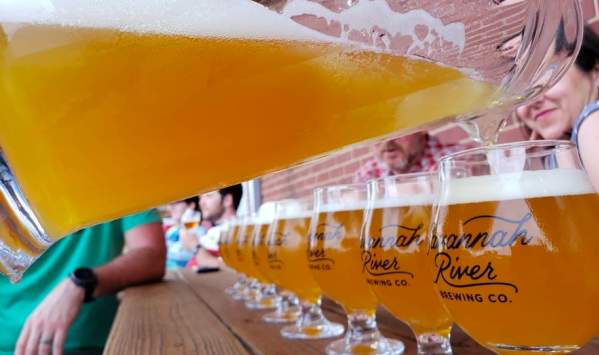 Row of Beers being poured