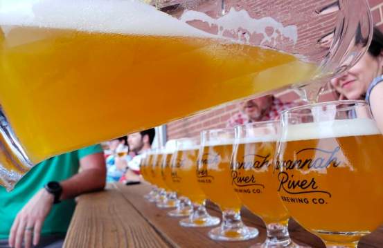 Row of Beers being poured