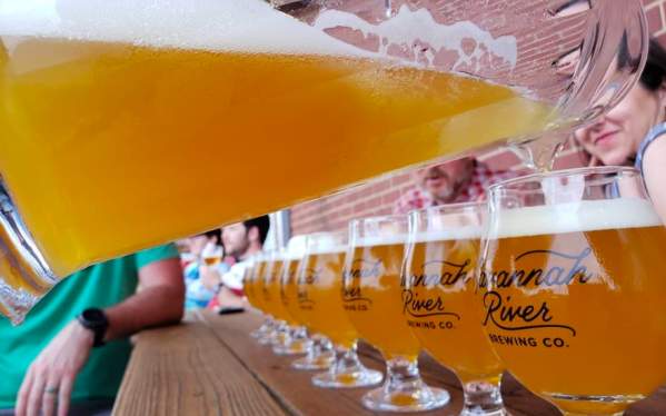 Row of Beers being poured