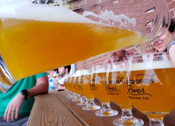 Row of Beers being poured