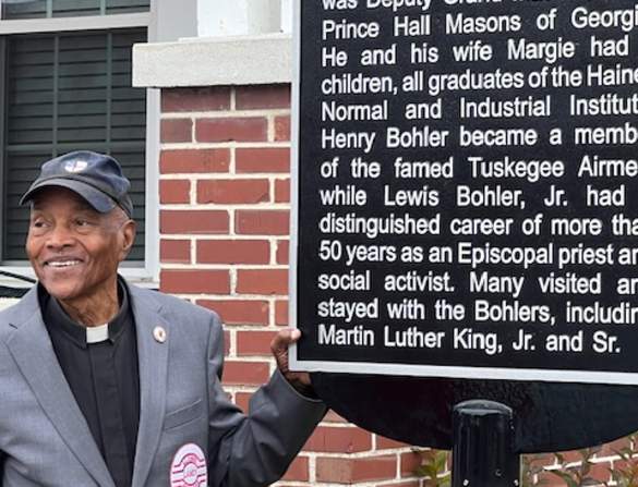 Father Bohler at Historic Marker - MLK