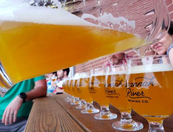 Row of Beers being poured