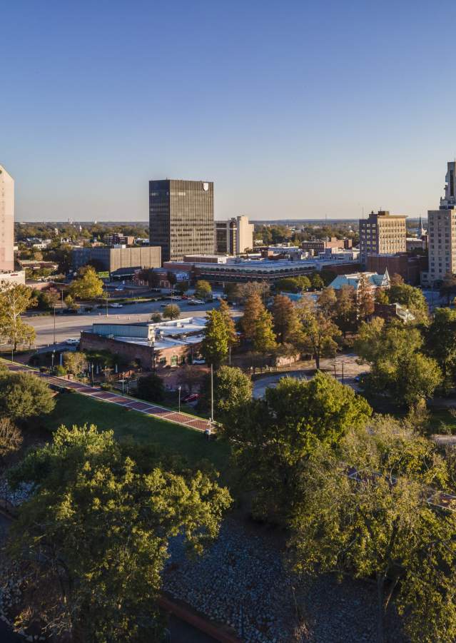 Downtown Augusta Skyline with Trees & Buildings