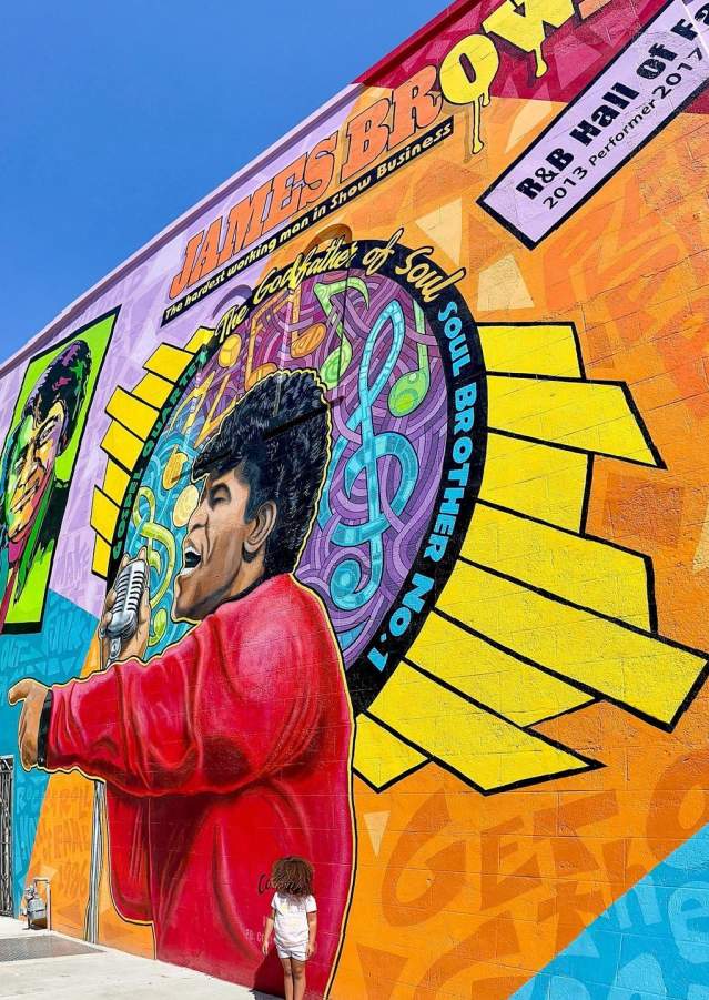 downtown; james brown mural; public art
