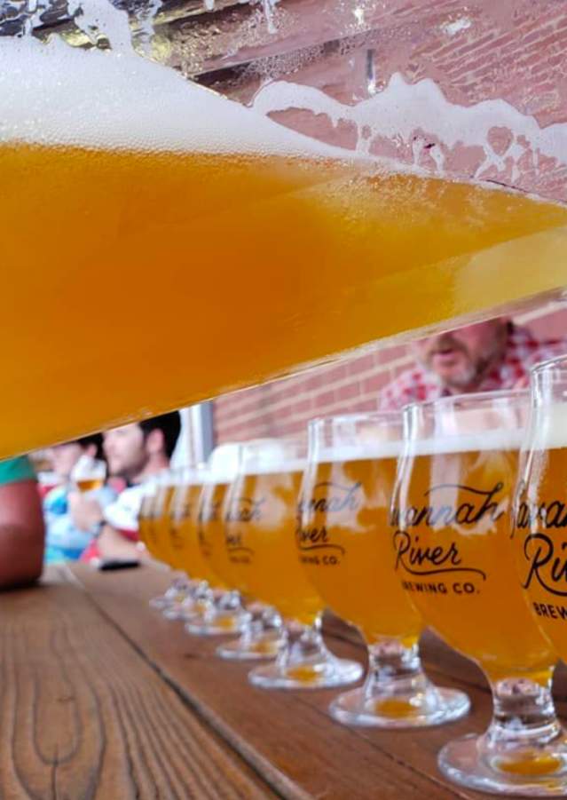 Row of Beers being poured